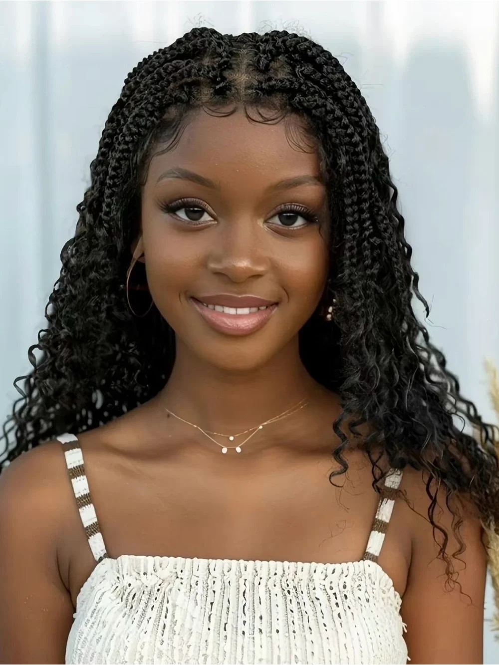 Black Braided Curly Lace Front Wig - Natural Black